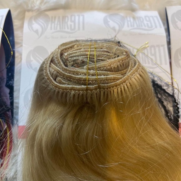 18 Inch body Wave Clip In light Blonde hair extensions - Picture 5 of 6